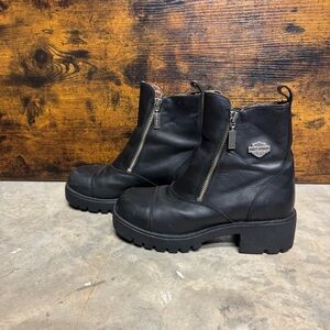 Harley Davidson Amherst black leather short boot womens 7.5 motorcycle biker